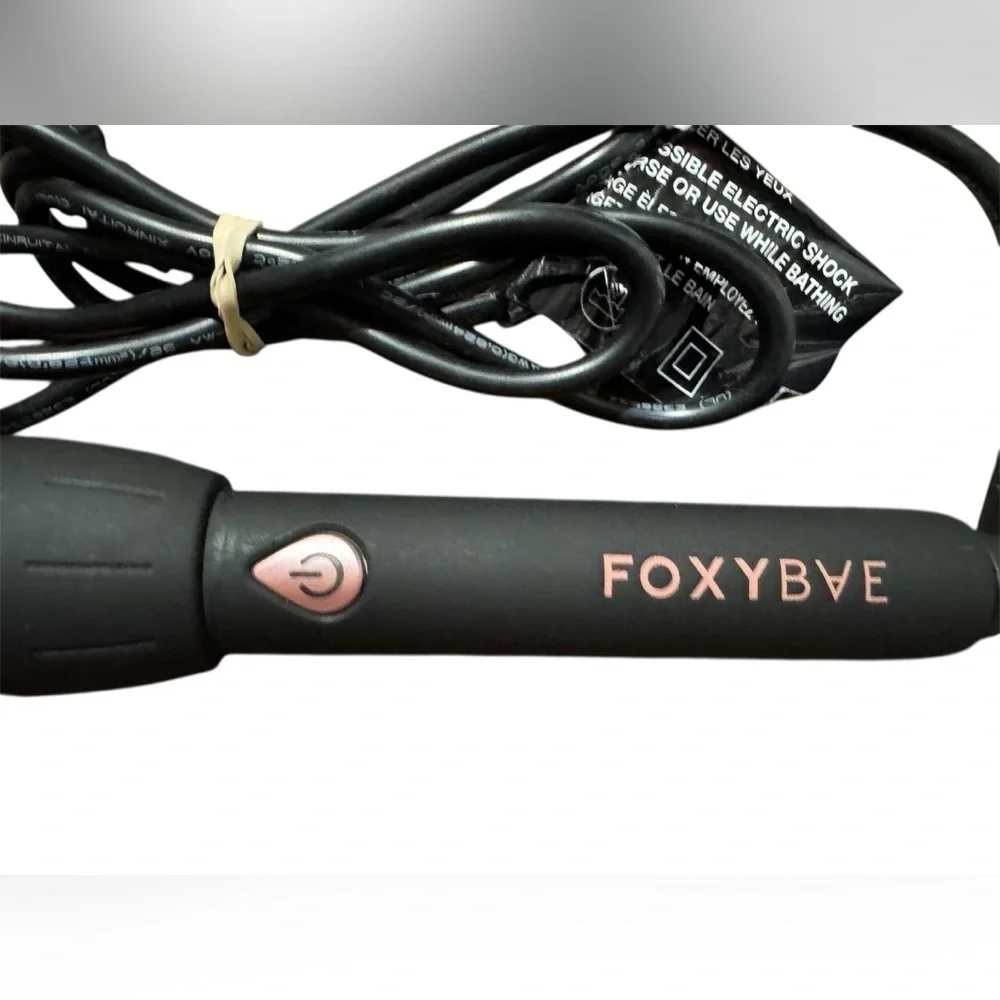 FOXYBAE Curling Wand Black Rose Gold Barrel Ceramic Tourmaline 25mm Beach Waver